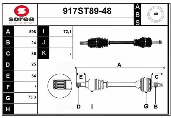 Arbre de transmission STARTCAR 917ST89-48