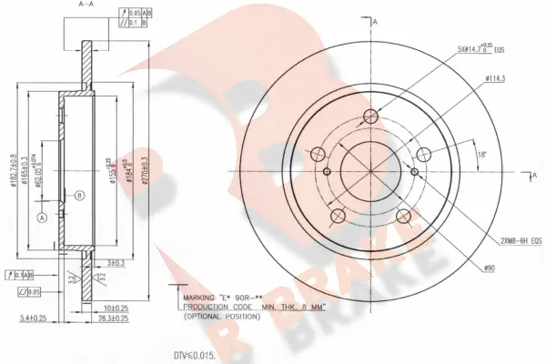 Disque de frein R BRAKE 78RBD22888