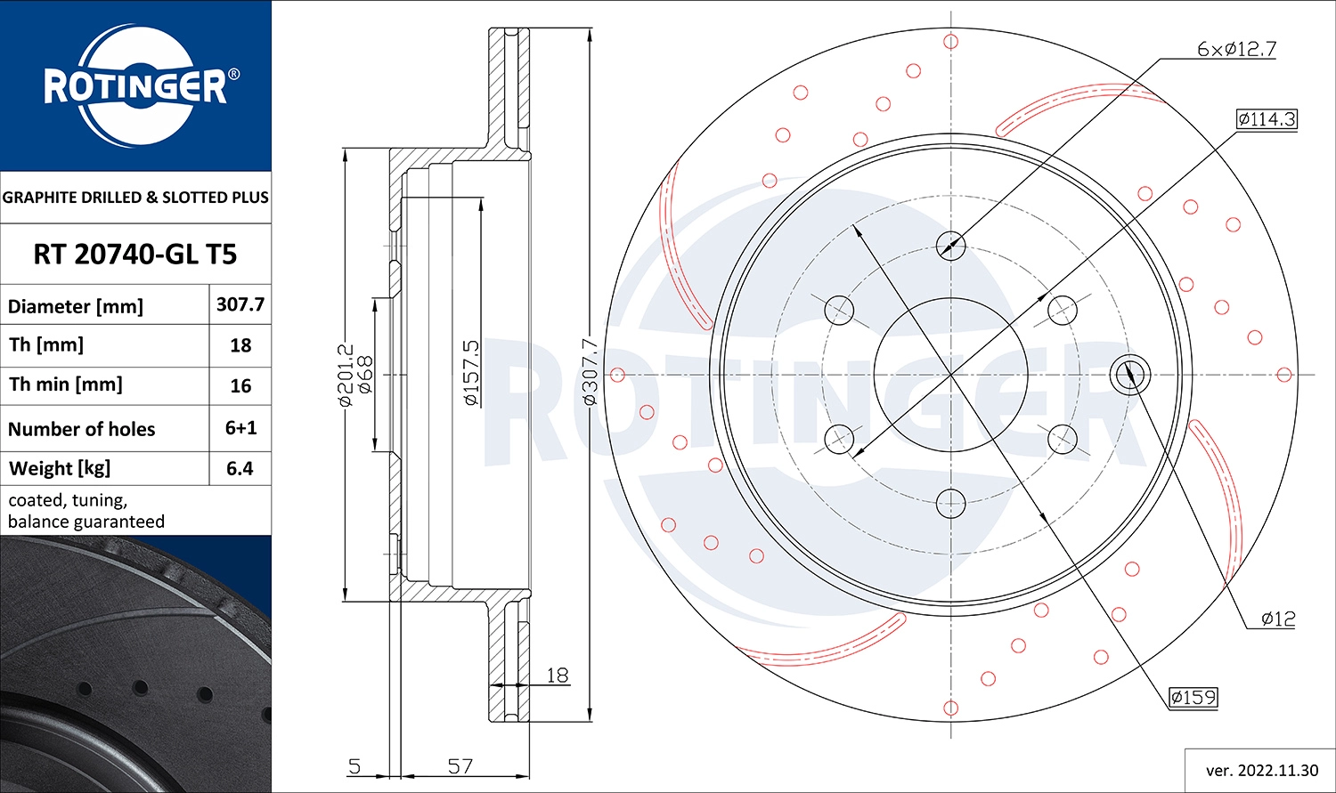 Disque de frein ROTINGER RT 20740-GL T5