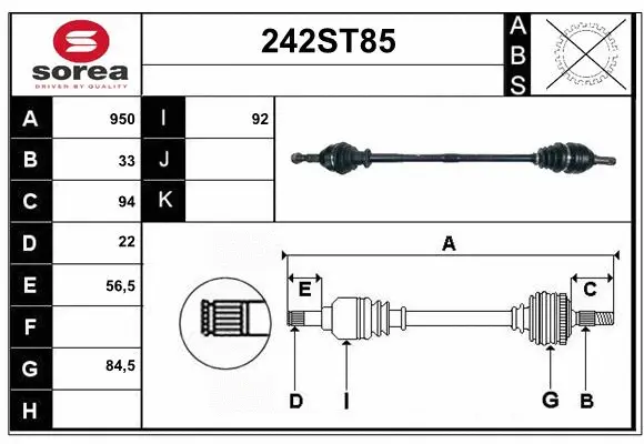 Arbre de transmission STARTCAR 242ST85