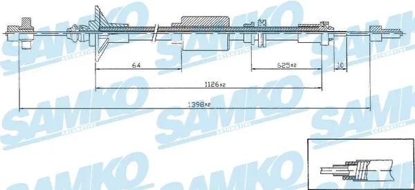 Tirette à câble, commande d'embrayage SAMKO C0184C