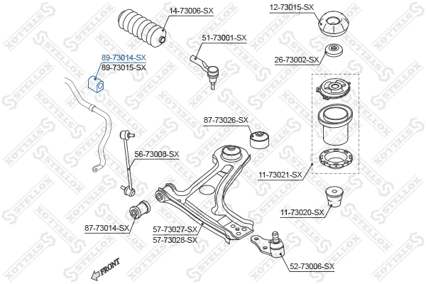 Suspension, stabilisateur STELLOX 89-73014-SX