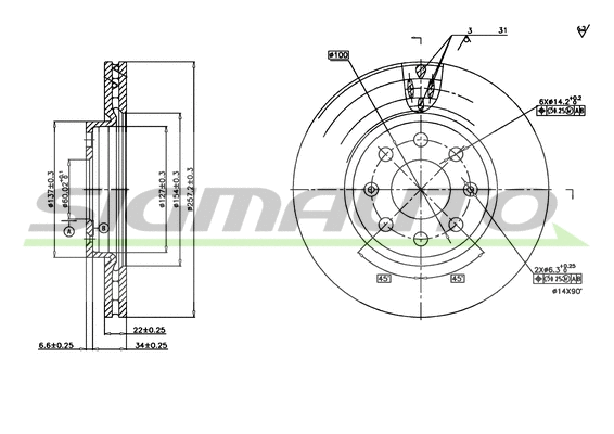 Disque de frein SIGMAUTO DBB304V