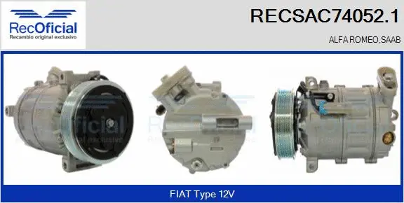 Compresseur, climatisation RECOFICIAL RECSAC74052.1