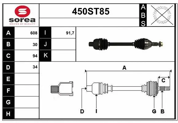 Arbre de transmission STARTCAR 450ST85
