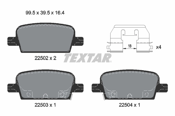 Kit de plaquettes de frein, frein à disque TEXTAR 2250201