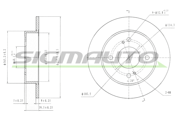 Disque de frein SIGMAUTO DBA674S
