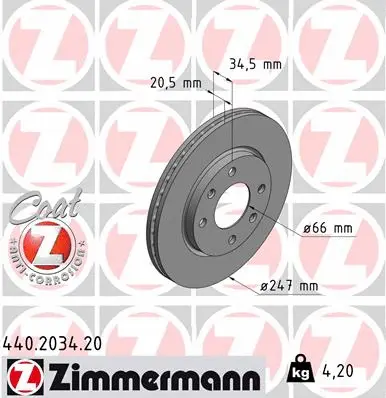 Disque de frein ZIMMERMANN 440.2034.20
