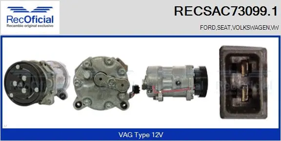 Compresseur, climatisation RECOFICIAL RECSAC73099.1