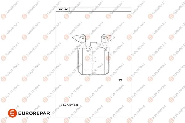 Kit de plaquettes de frein, frein à disque EUROREPAR 1681260880