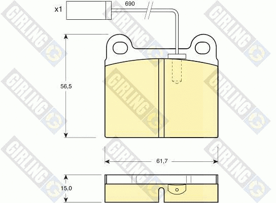 Kit de plaquettes de frein, frein à disque GIRLING 6112522