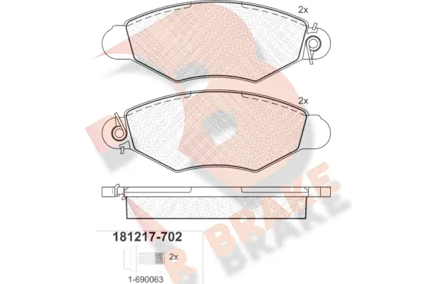 Kit de plaquettes de frein, frein à disque R BRAKE RB1217-702