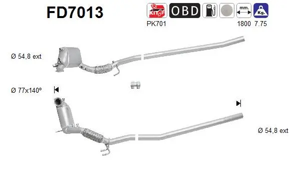 Filtre à particules / à suie, échappement AS FD7013
