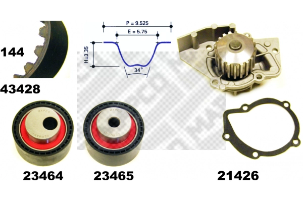 Pompe à eau + kit de courroie crantée MAPCO 41428