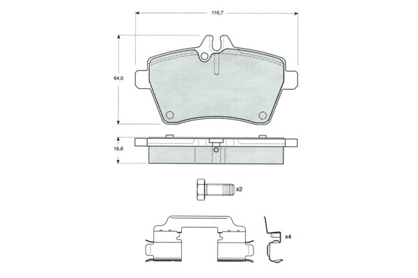 Kit de plaquettes de frein, frein à disque PROCODIS FRANCE PF1456