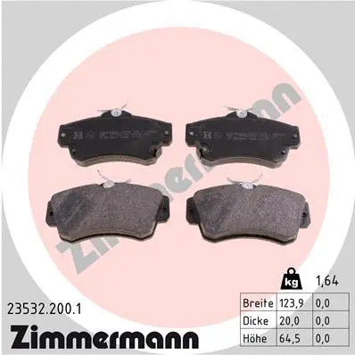 Kit de plaquettes de frein, frein à disque ZIMMERMANN 23532.200.1