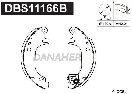 Jeu de mâchoires de frein DANAHER DBS11166B