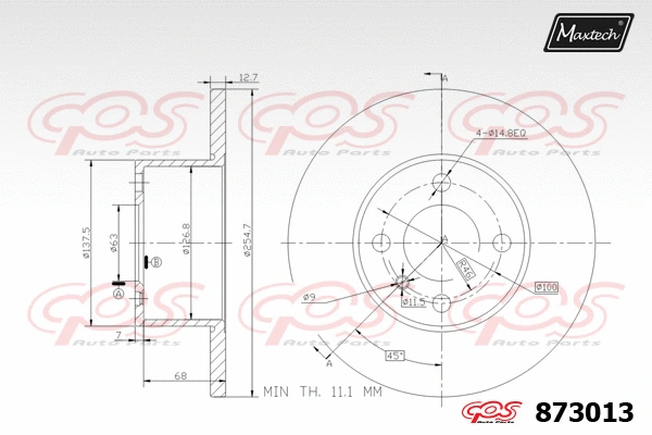 Disque de frein MAXTECH 873013