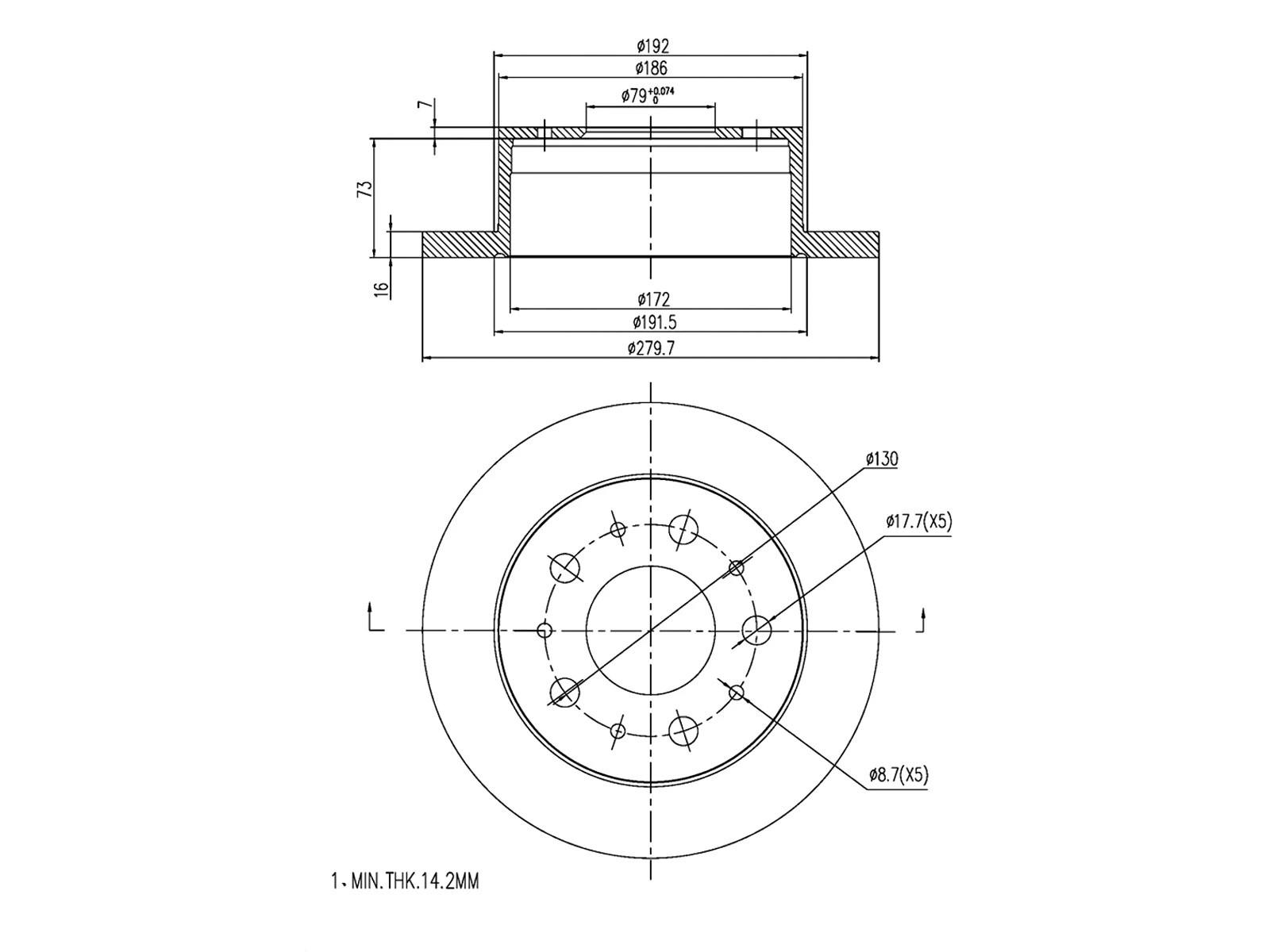 Disque de frein A.Z. Meisterteile AZMT-44-024-1290