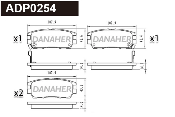 Kit de plaquettes de frein, frein à disque DANAHER ADP0254