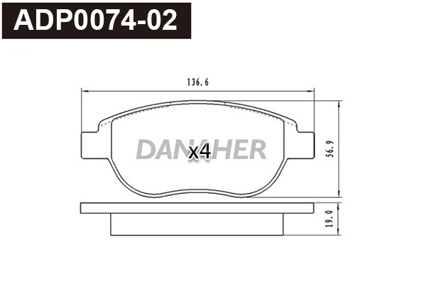 Kit de plaquettes de frein, frein à disque DANAHER ADP0074-02