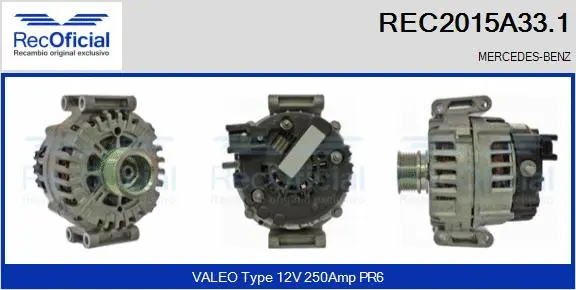 Alternateur RECOFICIAL REC2015A33.1