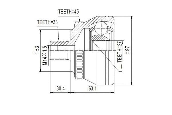 Jeu de joints, arbre de transmission DYNAMATRIX DCV803021