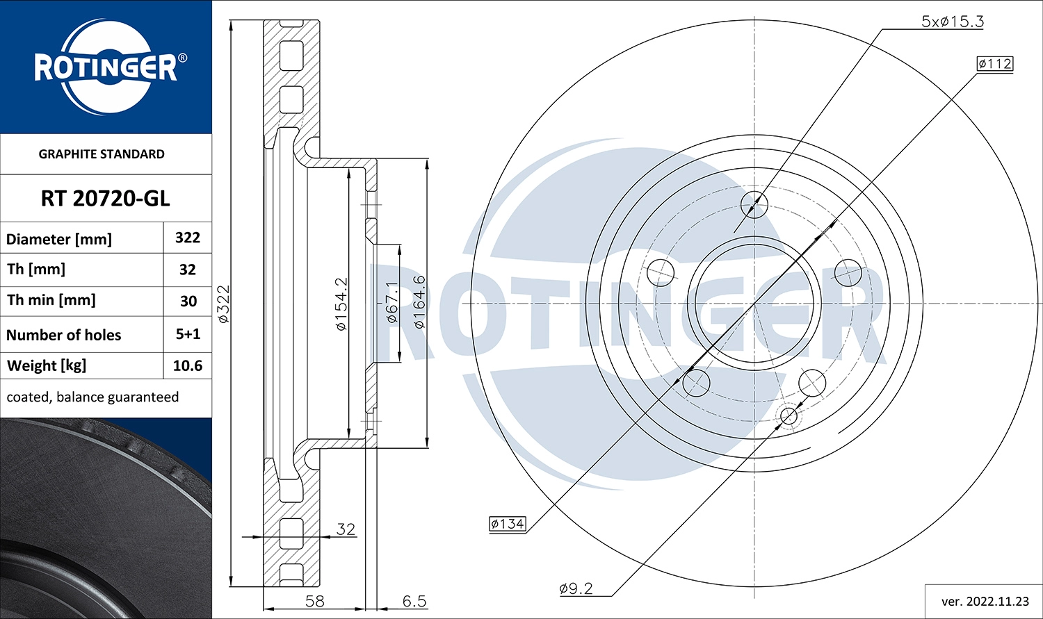 Disque de frein ROTINGER RT 20720-GL