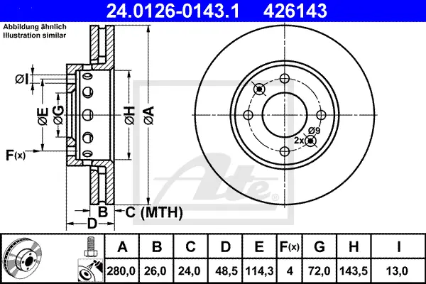 Disque de frein ATE-APAC 24.0126-0143.1