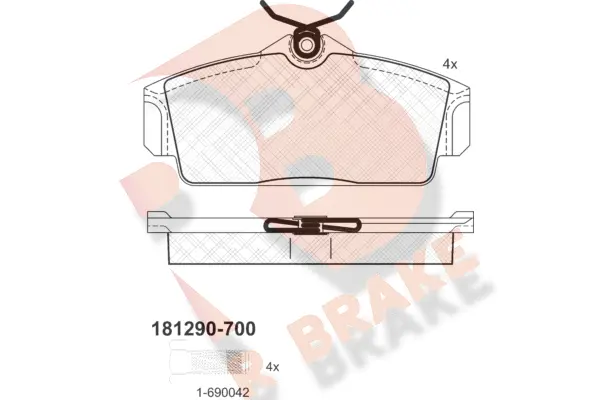 Kit de plaquettes de frein, frein à disque R BRAKE RB1290-700