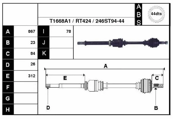 Arbre de transmission Technika 38246A1