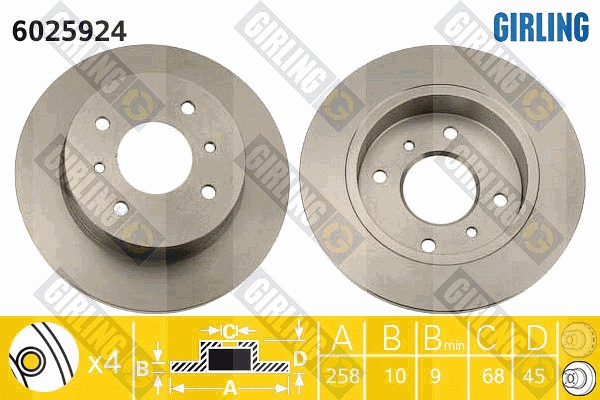 Disque de frein GIRLING 6025924
