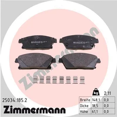 Kit de plaquettes de frein, frein à disque ZIMMERMANN 25034.185.2