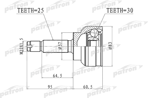 Jeu de joints, arbre de transmission PATRON PCV3148