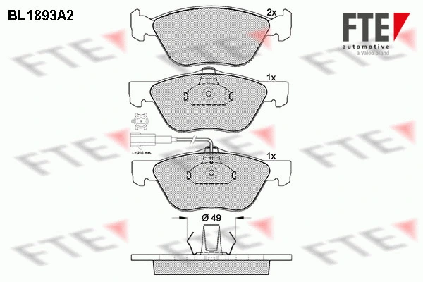Kit de plaquettes de frein, frein à disque FTE 9010480