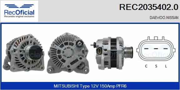 Alternateur RECOFICIAL REC2035402.0