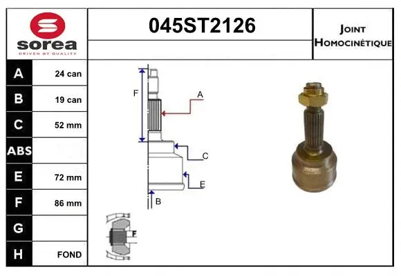 Jeu de joints, arbre de transmission STARTCAR 045ST2126