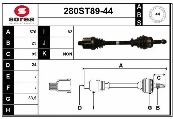 Arbre de transmission STARTCAR 280ST89-44