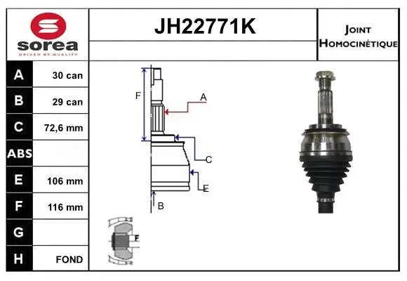 Jeu de joints, arbre de transmission SNRA JH22771K
