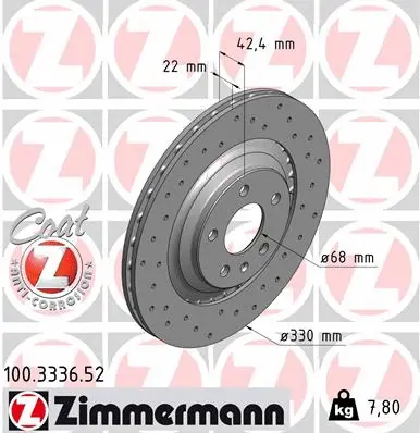 Disque de frein ZIMMERMANN 100.3336.52