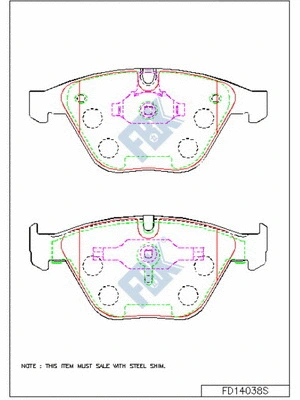 Kit de plaquettes de frein, frein à disque FBK FD14038S