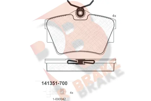 Kit de plaquettes de frein, frein à disque R BRAKE RB1351-700