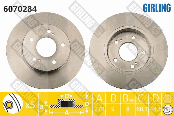 Disque de frein GIRLING 6070284