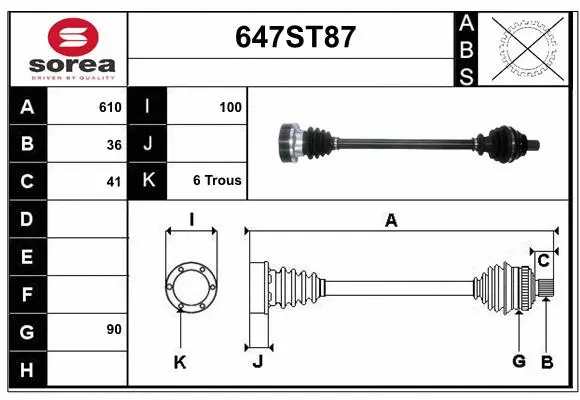 Arbre de transmission STARTCAR 647ST87