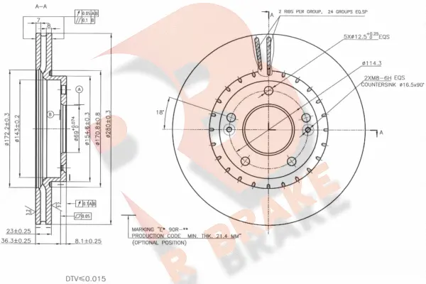 Disque de frein R BRAKE 78RBD25182