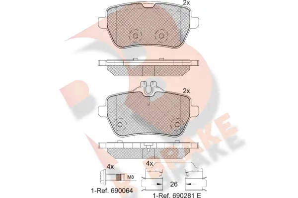 Kit de plaquettes de frein, frein à disque R BRAKE RB2076-400