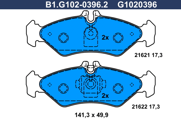 Kit de plaquettes de frein, frein à disque GALFER B1.G102-0396.2
