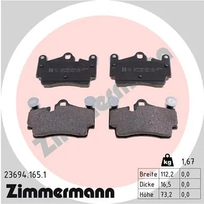 Kit de plaquettes de frein, frein à disque ZIMMERMANN 23694.165.1