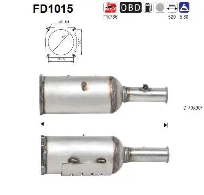 Filtre à particules / à suie, échappement AS FD1015