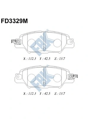Kit de plaquettes de frein, frein à disque FBK FD3329M